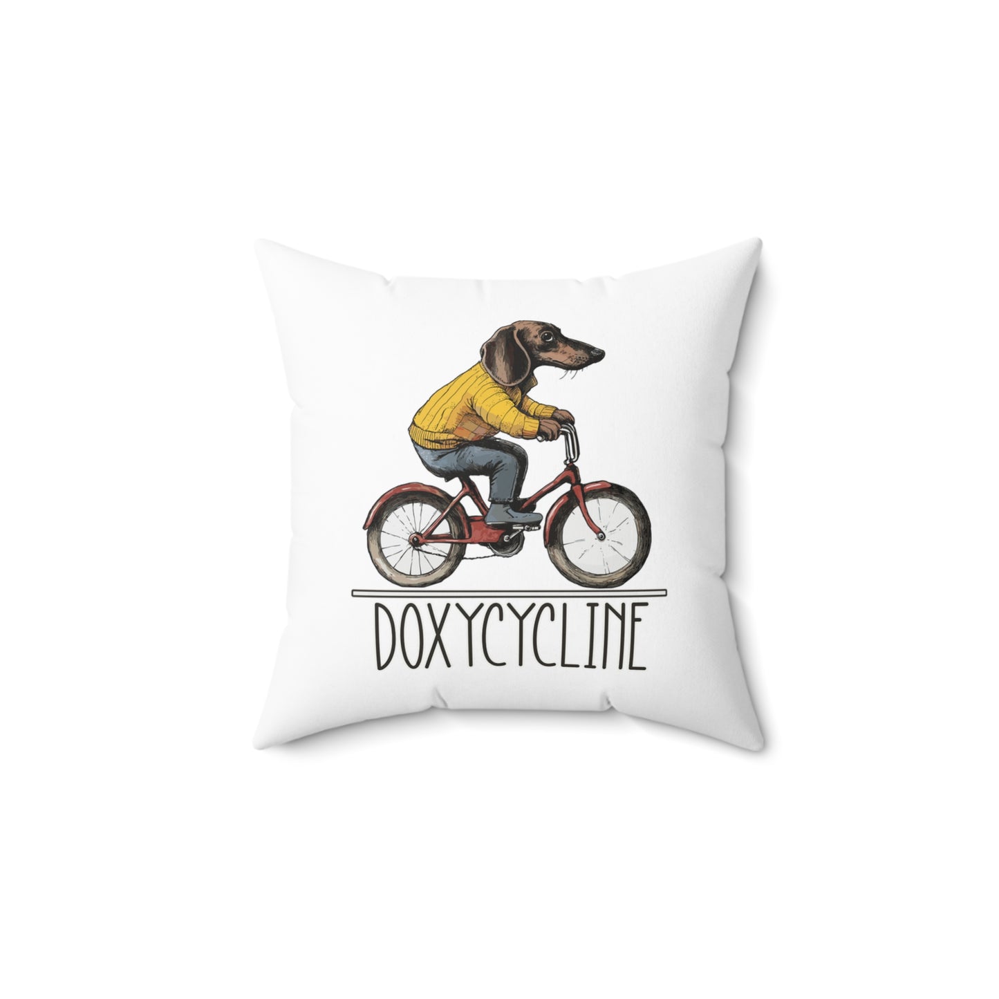 "Doxycycline" Smooth-Haired Dachshund Square Throw Pillow