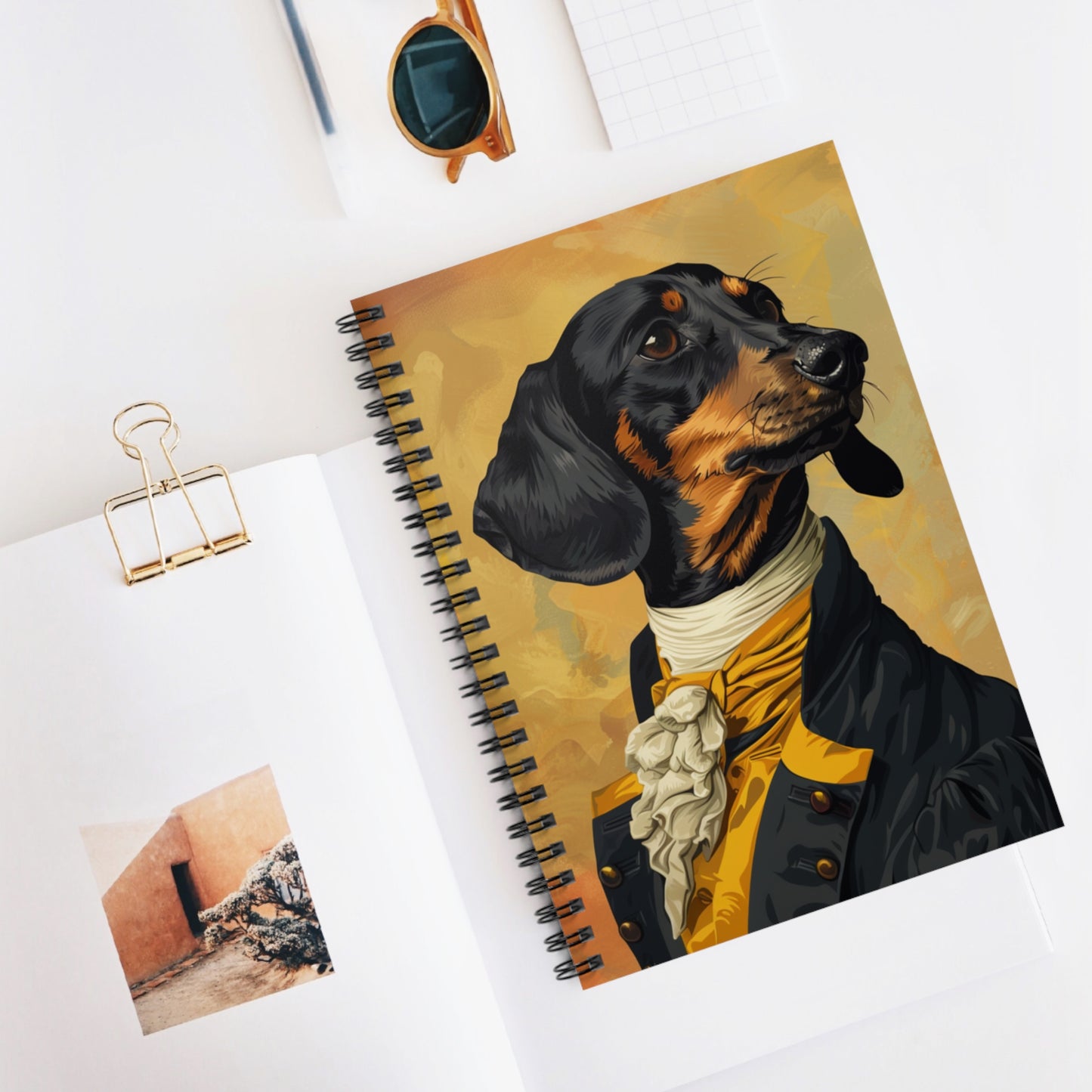 "Darcy" Black & Tan Smooth-Haired Dachshund Ruled Line Spiral Notebook