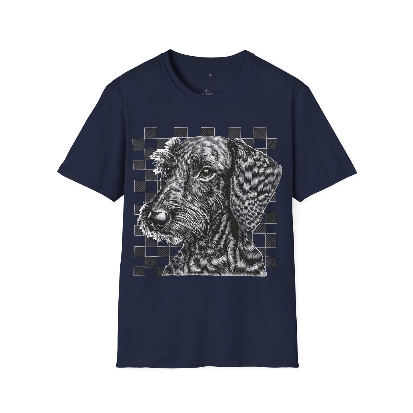 "Wired Check" Wire-Haired Dachshund Unisex Softstyle T-Shirt