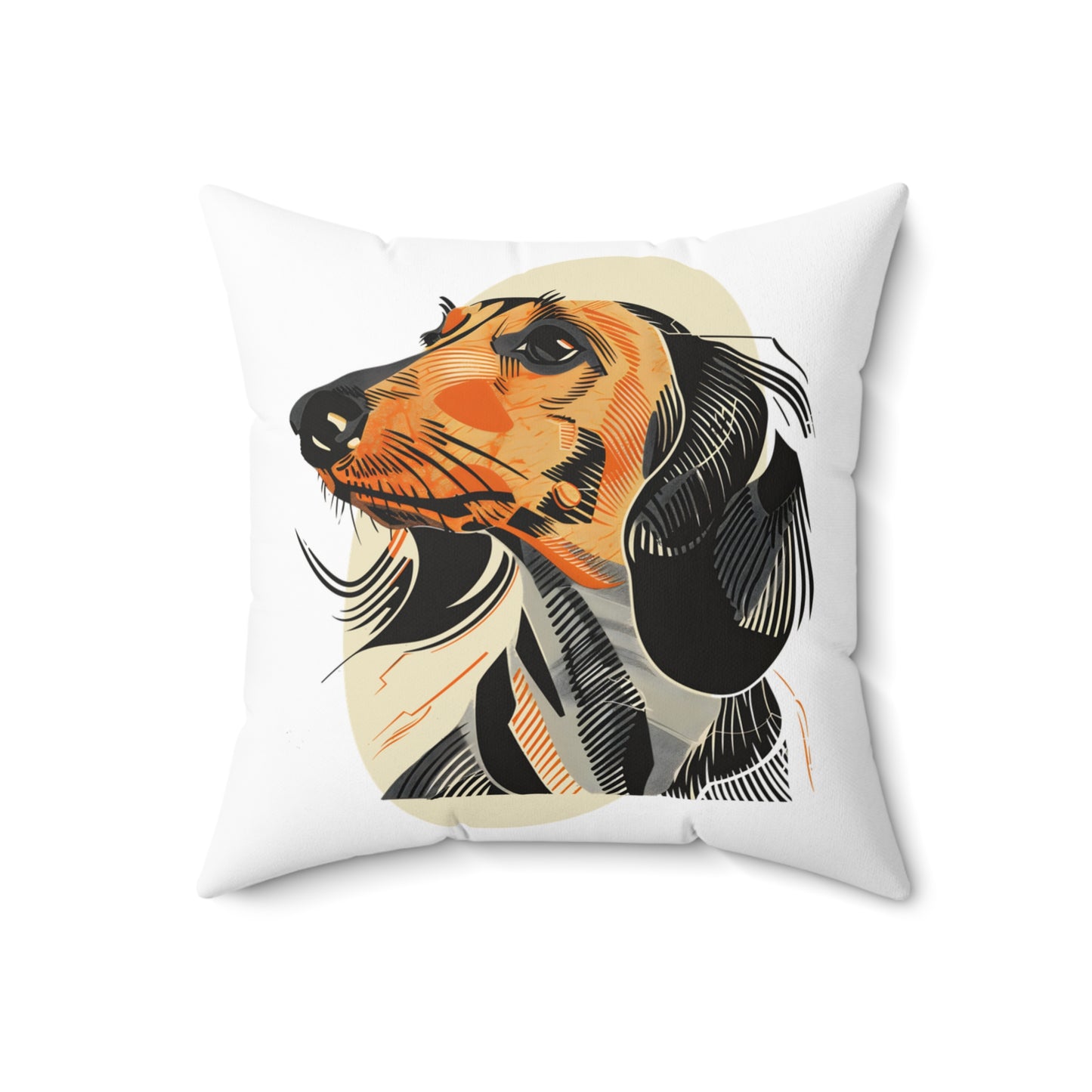 "Motion" Long-Haired Dachshund Square Throw Pillow