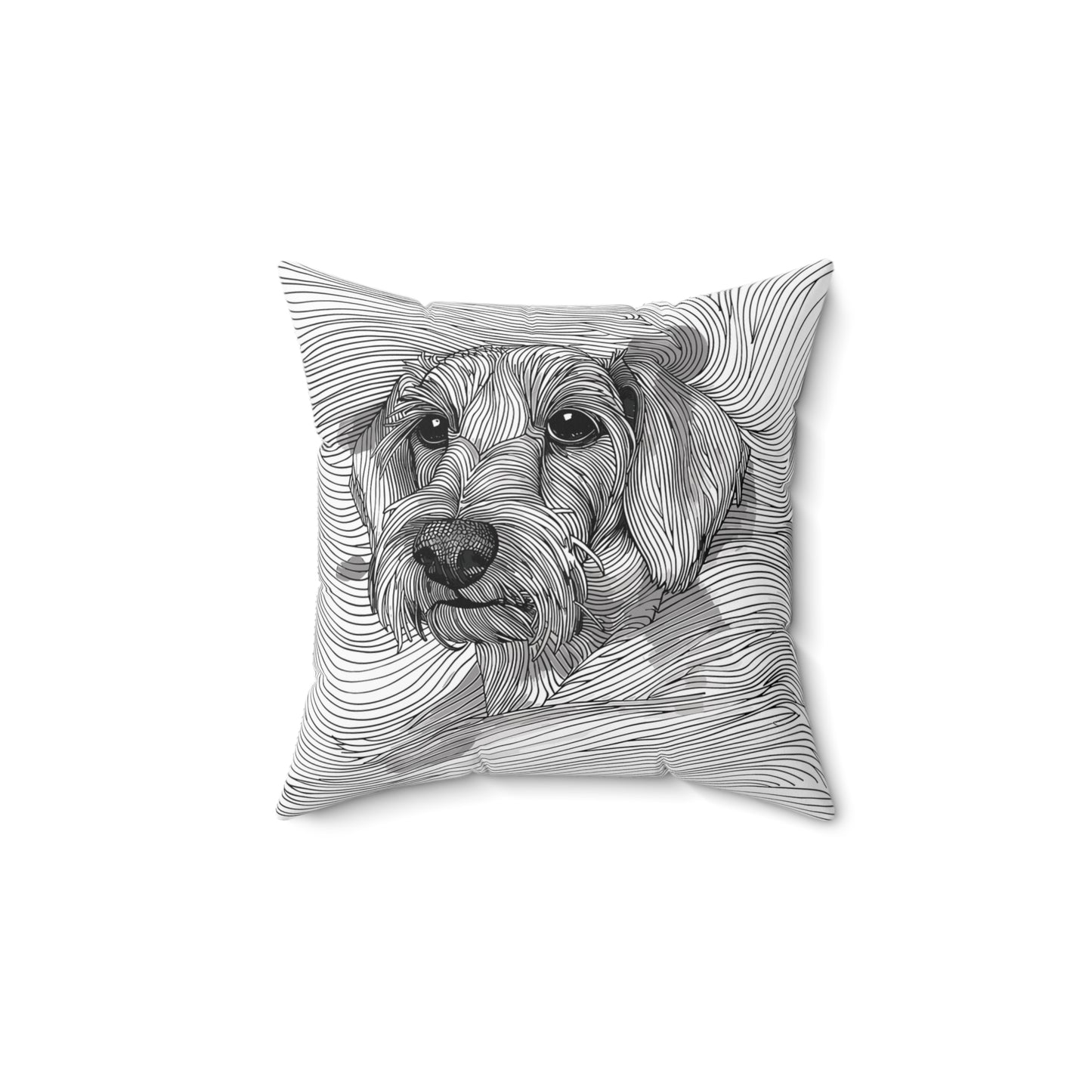 "Wired Joy" Wire-Haired Dachshund Square Throw Pillow