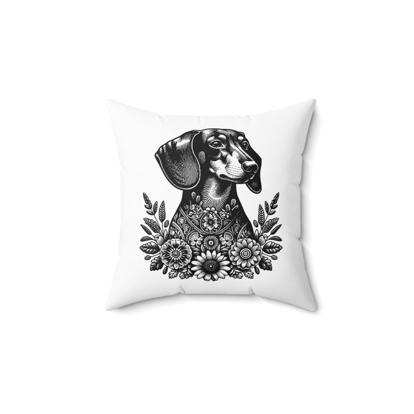 "Smooth Flora Throat" Smooth-Haired Dachshund Square Throw Pillow