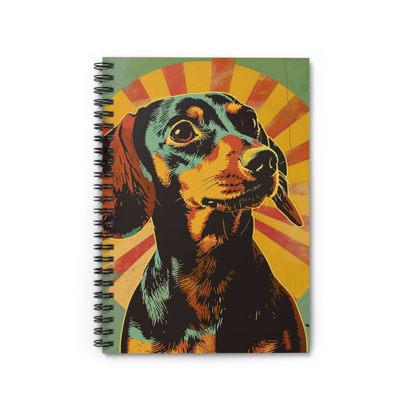 "Pow!" Black & Tan Smooth-Haired Dachshund Ruled Line Spiral Notebook