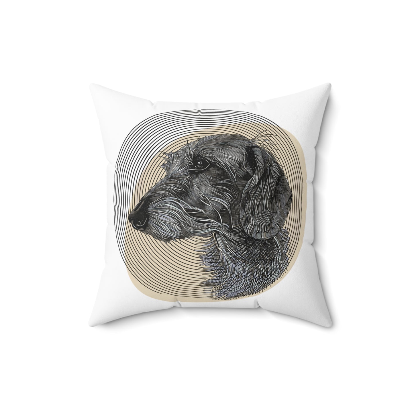 "Wired To Joy" Wire-Haired Dachshund Square Throw Pillow