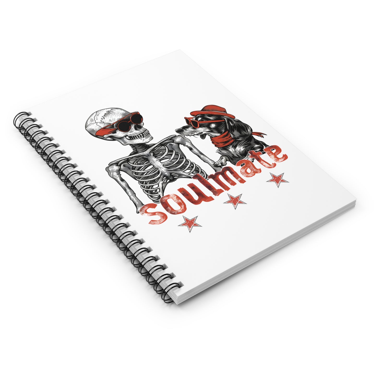 "Soulmate Bros" Long-Haired Dachshund Ruled Line Spiral Notebook