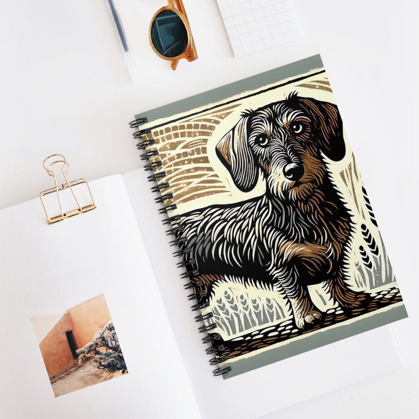 "Bold Wilderness" Wire-Haired Dachshund Ruled Line Spiral Notebook