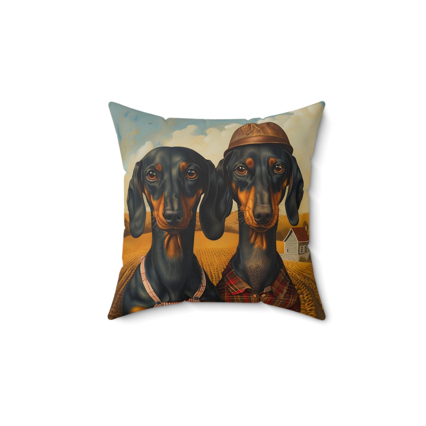 #1 Autumn Inspired Black & Tan Smooth-Haired Dachshund Throw Pillow