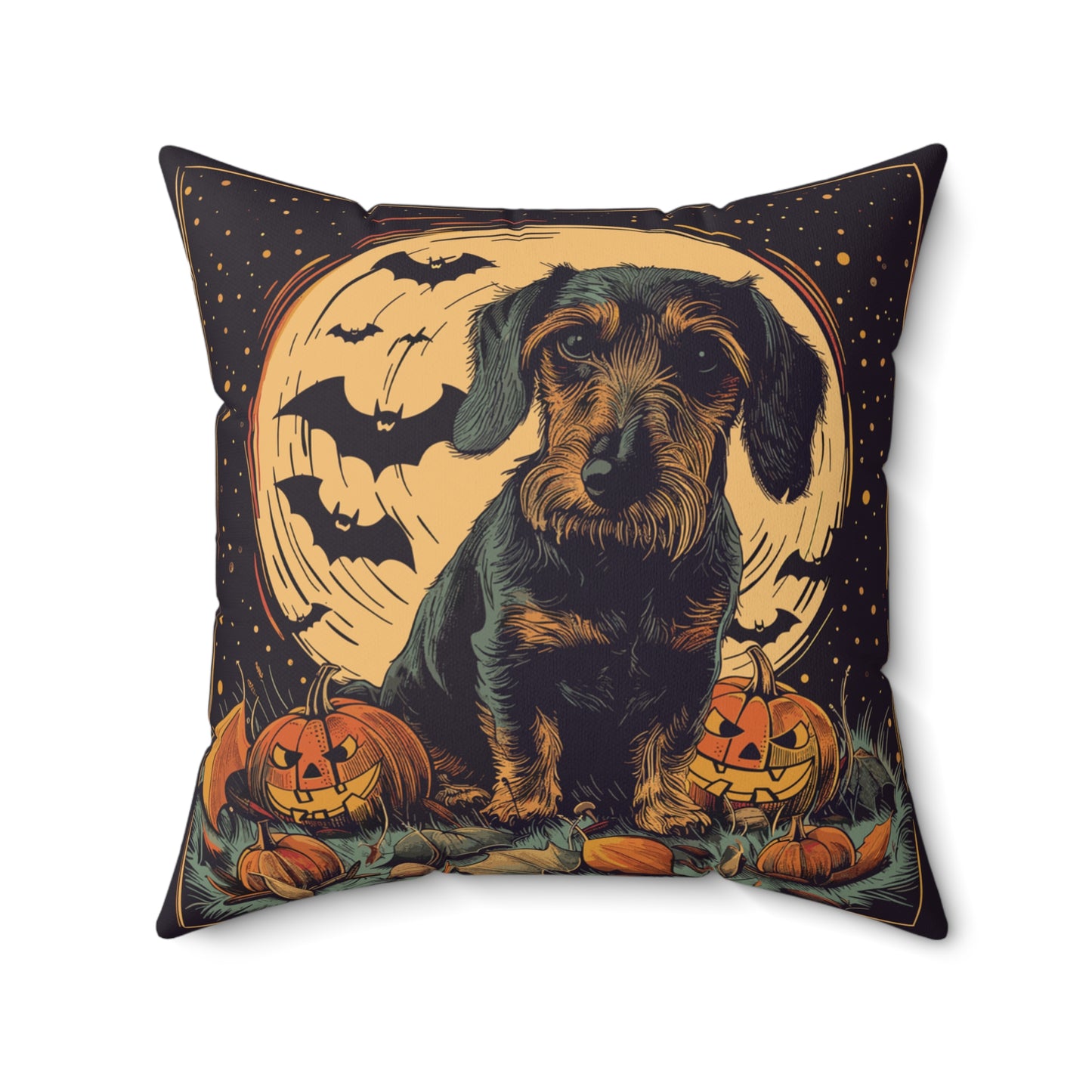 #37 Halloween Inspired Wire-Haired Dachshund Throw Pillow