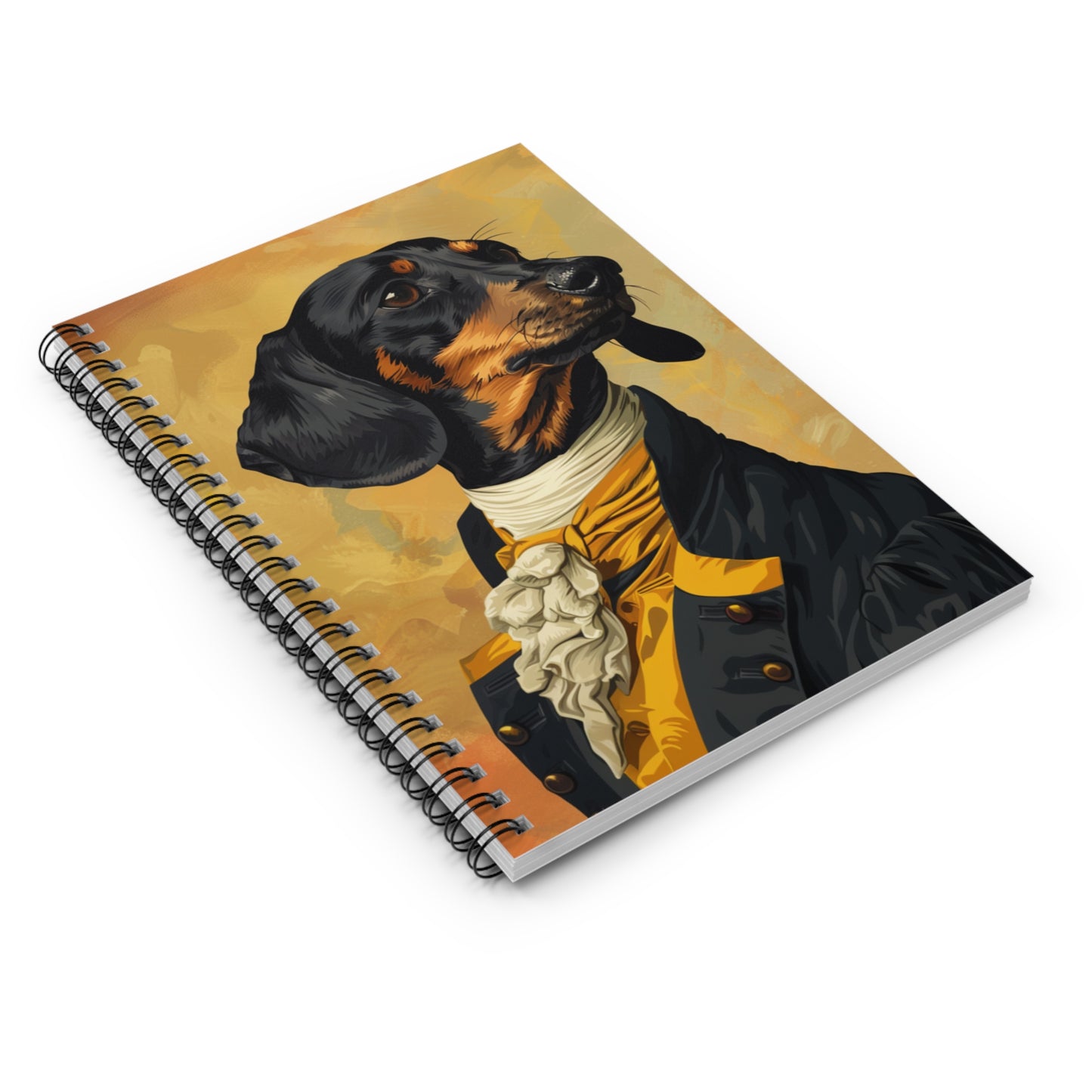 "Darcy" Black & Tan Smooth-Haired Dachshund Ruled Line Spiral Notebook