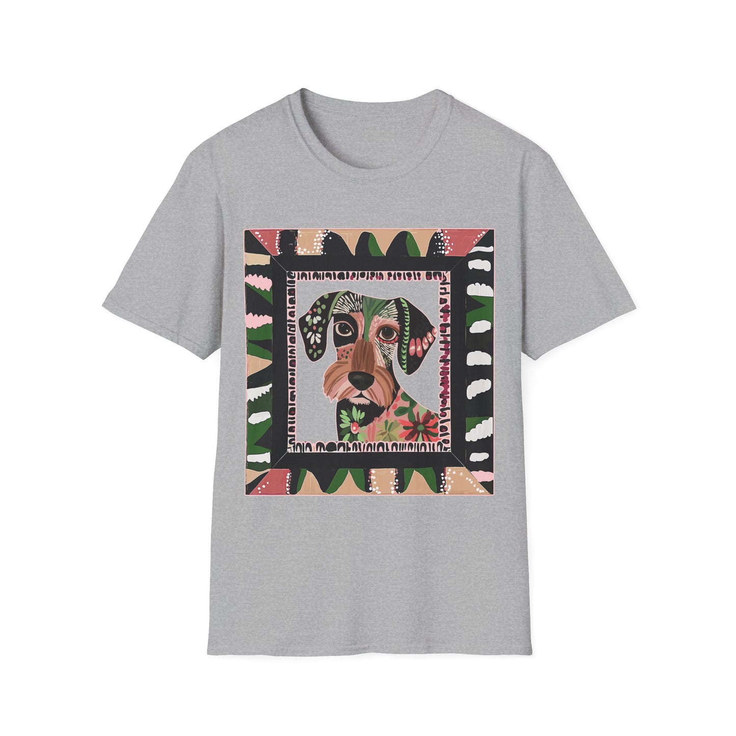 "Wired Wacky Frame" Wire-Haired Dachshund Unisex Softstyle T-Shirt