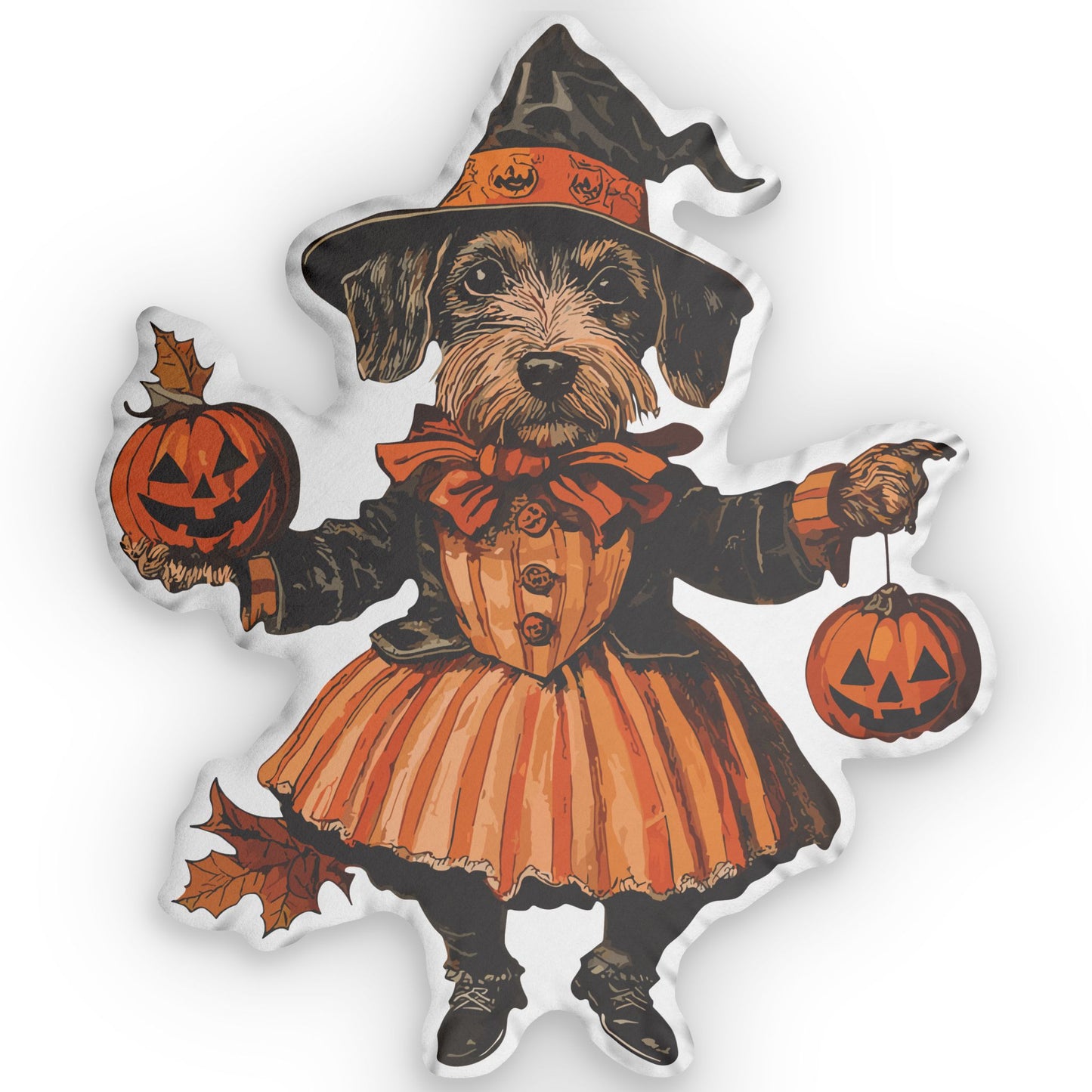 #31 Vintage Halloween Inspired Wire-Haired Dachshund Custom Shaped Pillow