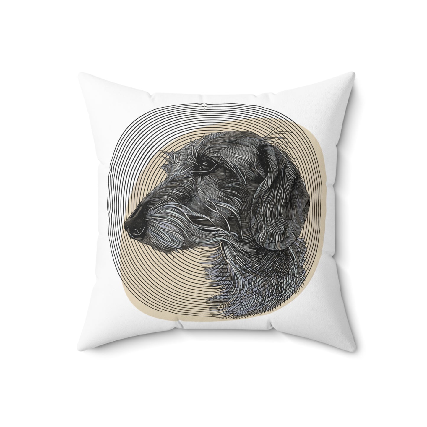 "Wired To Joy" Wire-Haired Dachshund Square Throw Pillow