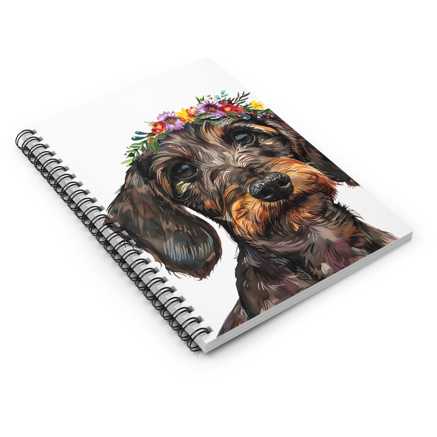 "Flower Field" Wire-Haired Dachshund Ruled Line Spiral Notebook
