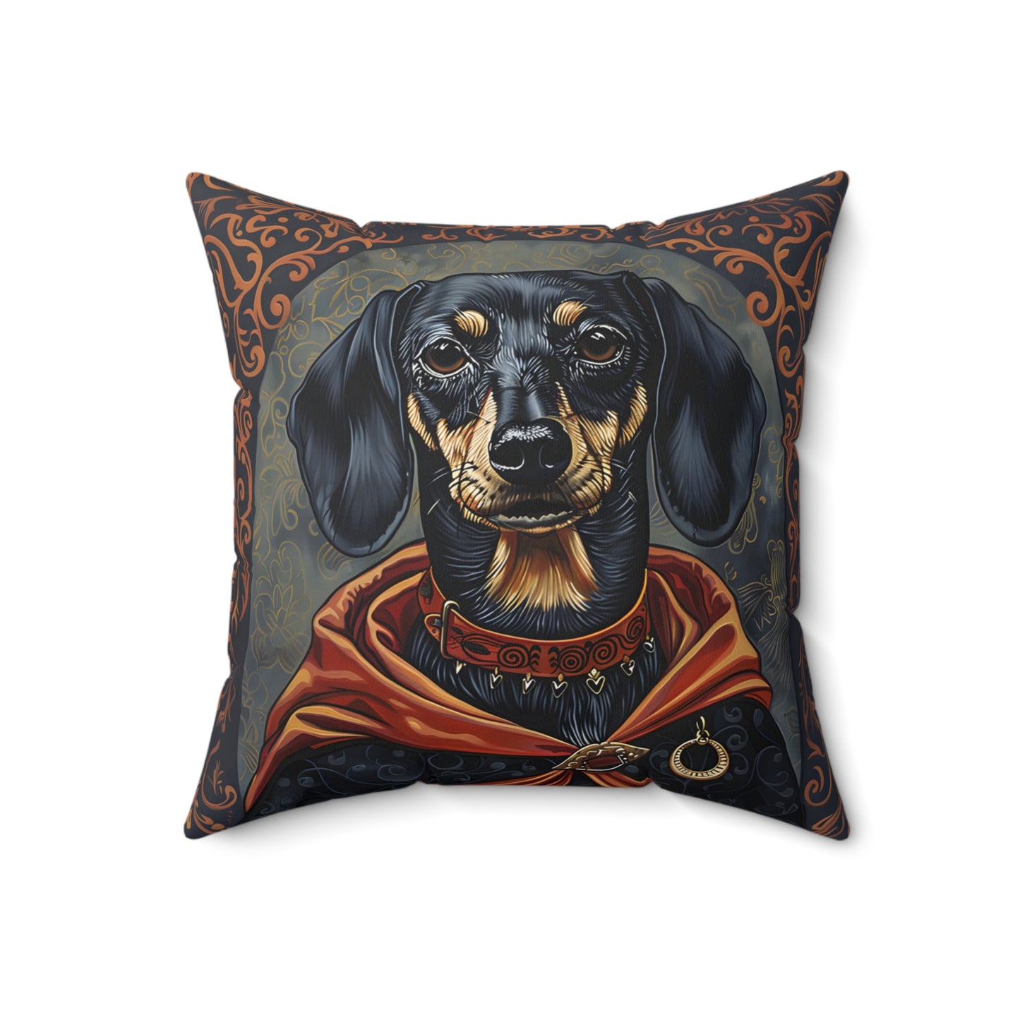 #4 Halloween Inspired Black & Tan Smooth-Haired Dachshund Throw Pillow