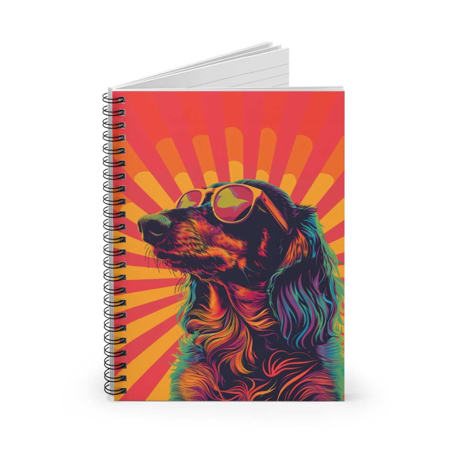 "Tricolor" Long-Haired Dachshund Ruled Line Spiral Notebook