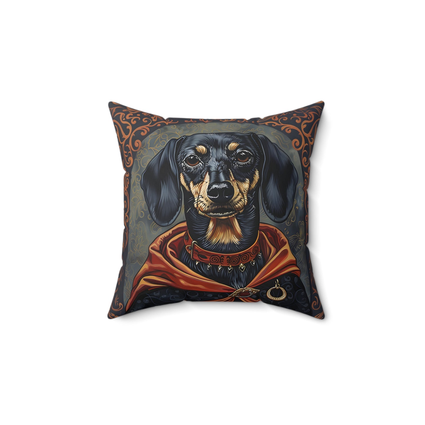 #4 Halloween Inspired Black & Tan Smooth-Haired Dachshund Throw Pillow