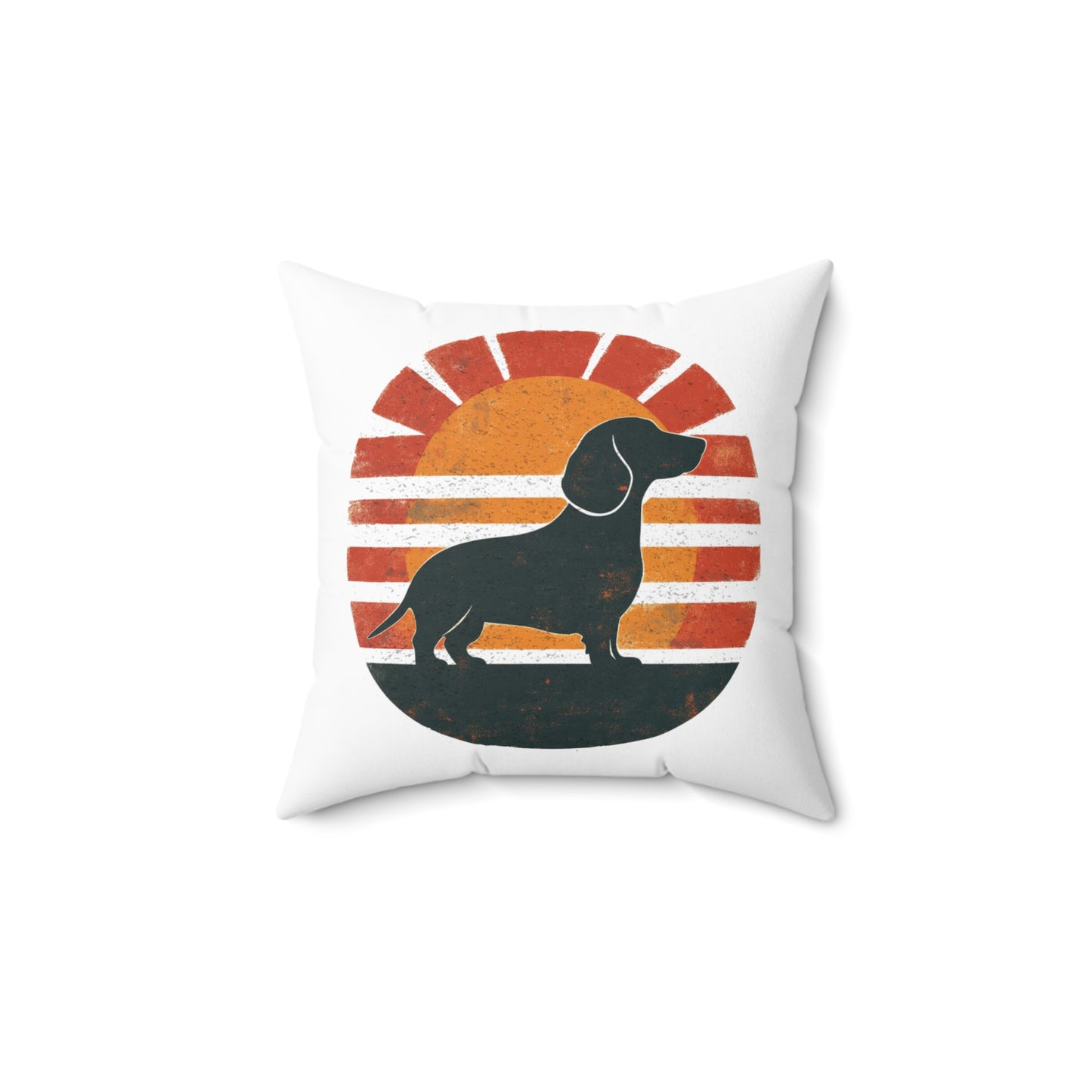 "Smooth Sunset" Smooth-Haired Dachshund Square Throw Pillow