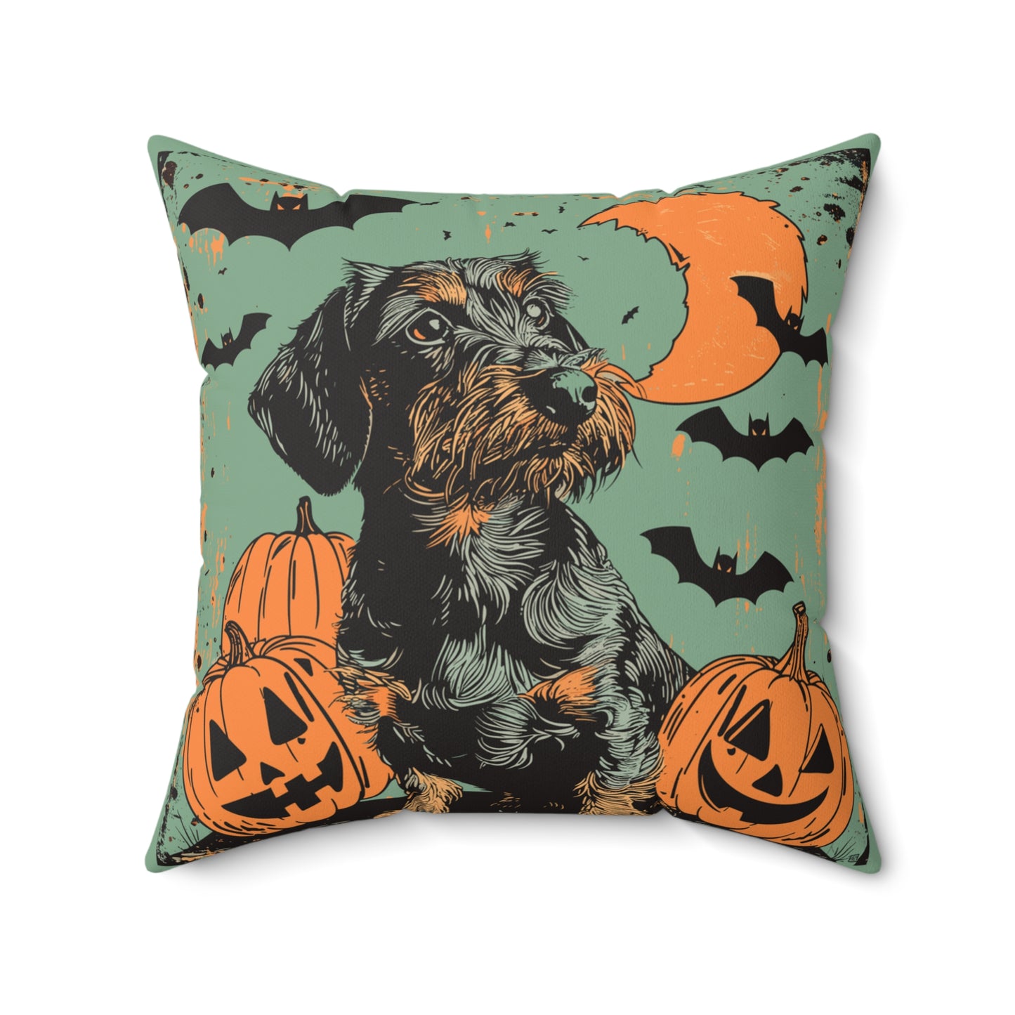 #33 Halloween Inspired Wire-Haired Dachshund Throw Pillow