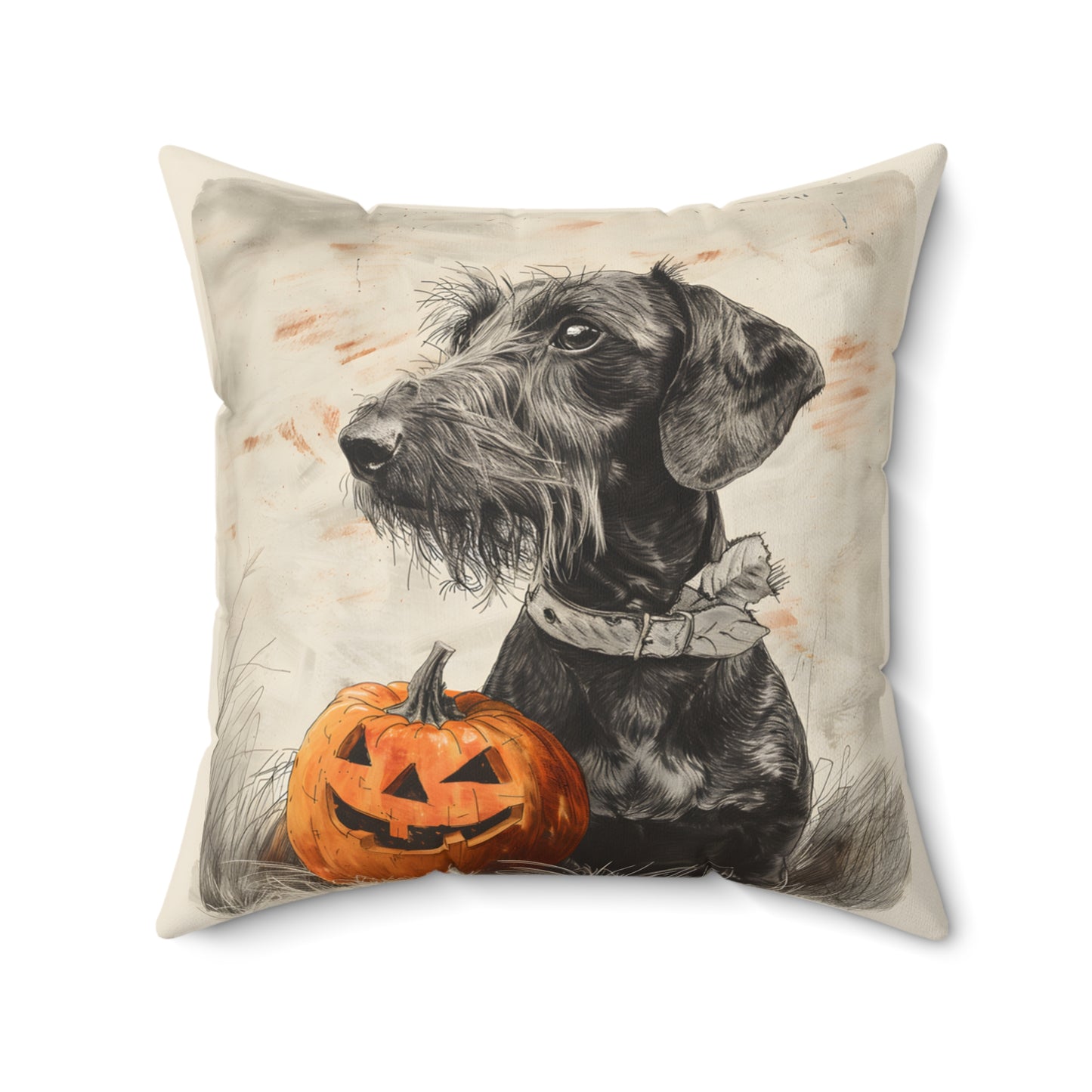 #29 Halloween Inspired Wire-Haired Dachshund Throw Pillow