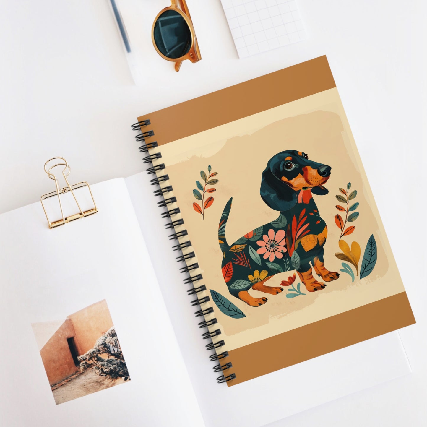 "Fresh" Black & Tan Smooth-Haired Dachshund Ruled Line Spiral Notebook