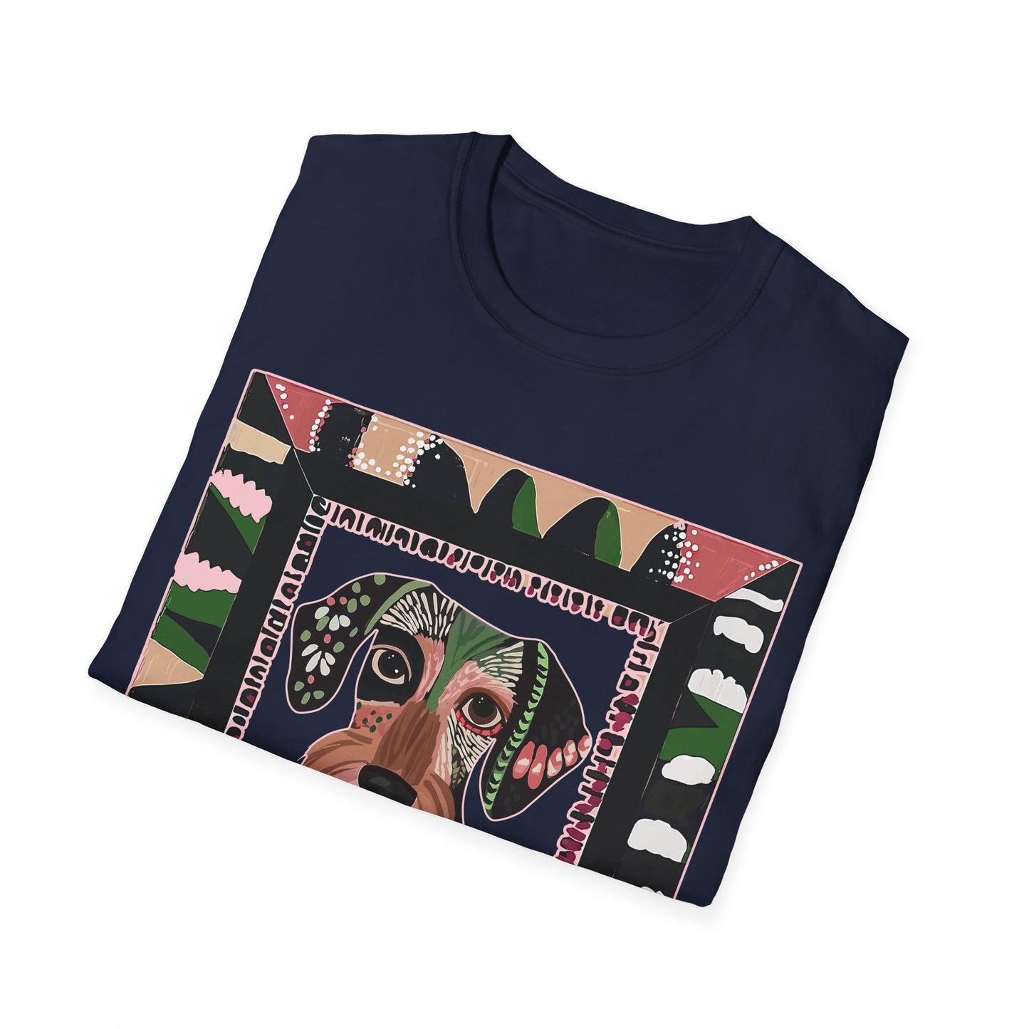 "Wired Wacky Frame" Wire-Haired Dachshund Unisex Softstyle T-Shirt