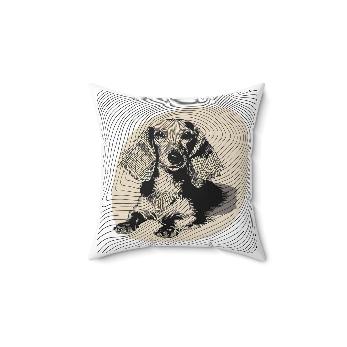 "Long Joy" Long-Haired Dachshund Square Throw Pillow