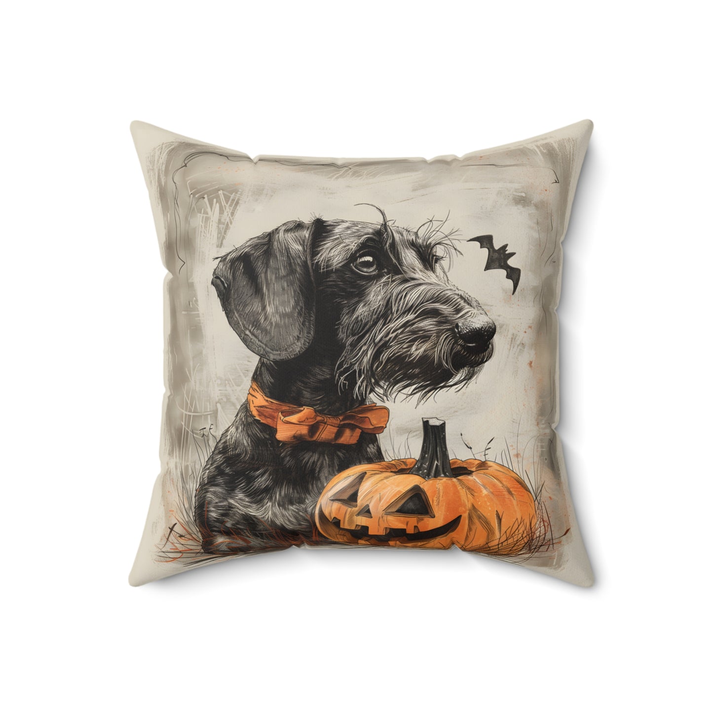 #31 Halloween Inspired Wire-Haired Dachshund Throw Pillow