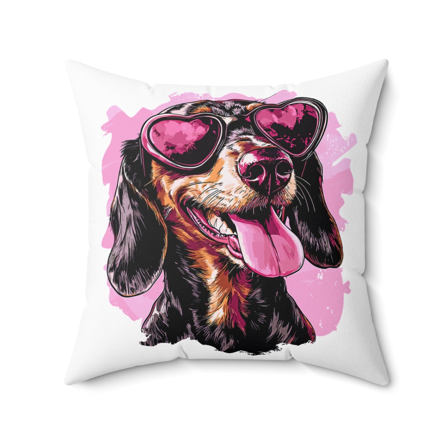 "Heart Eyes" Black & Tan Smooth-Haired Dachshund Square Throw Pillow