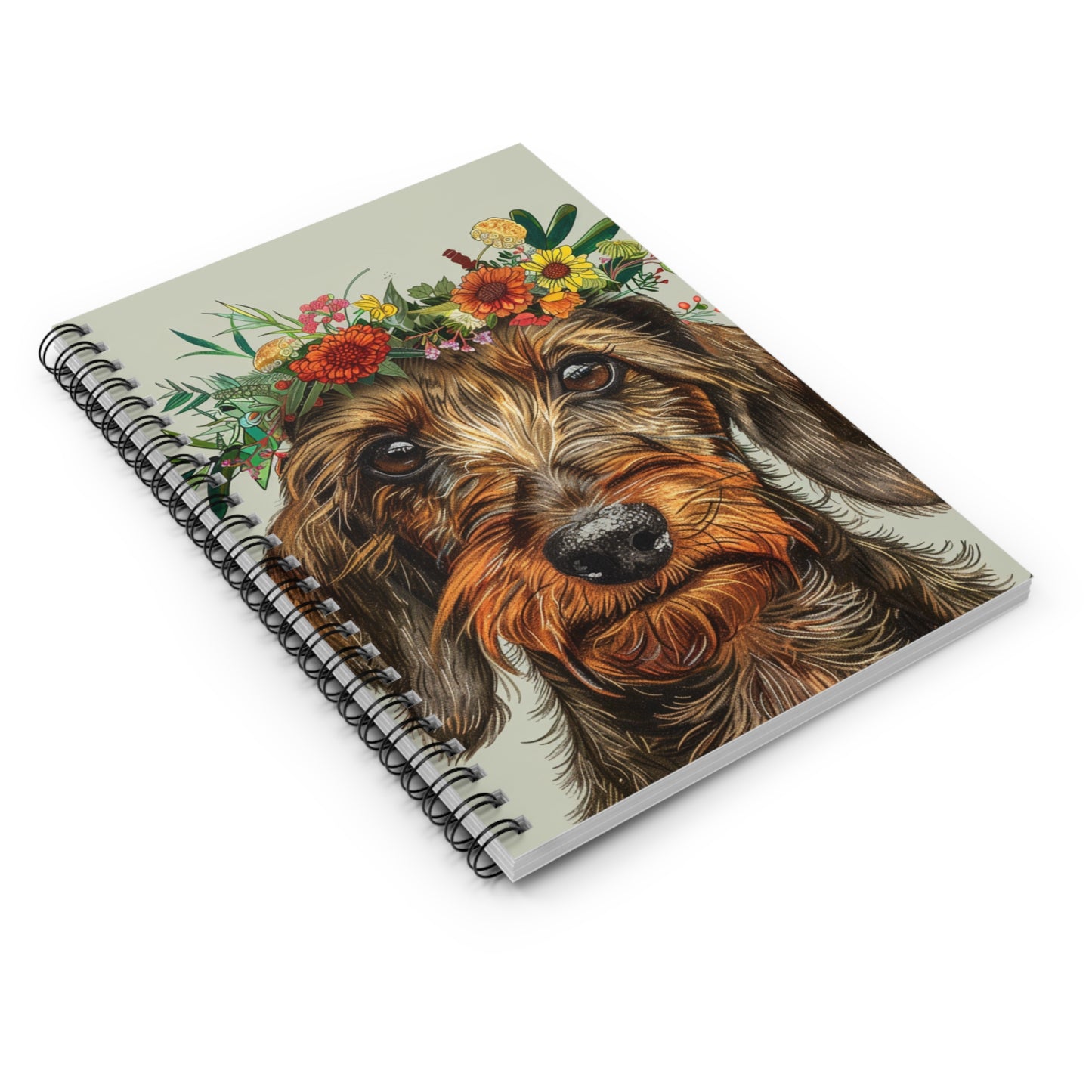 "Wire Crown" Wire-Haired Dachshund Ruled Line Spiral Notebook