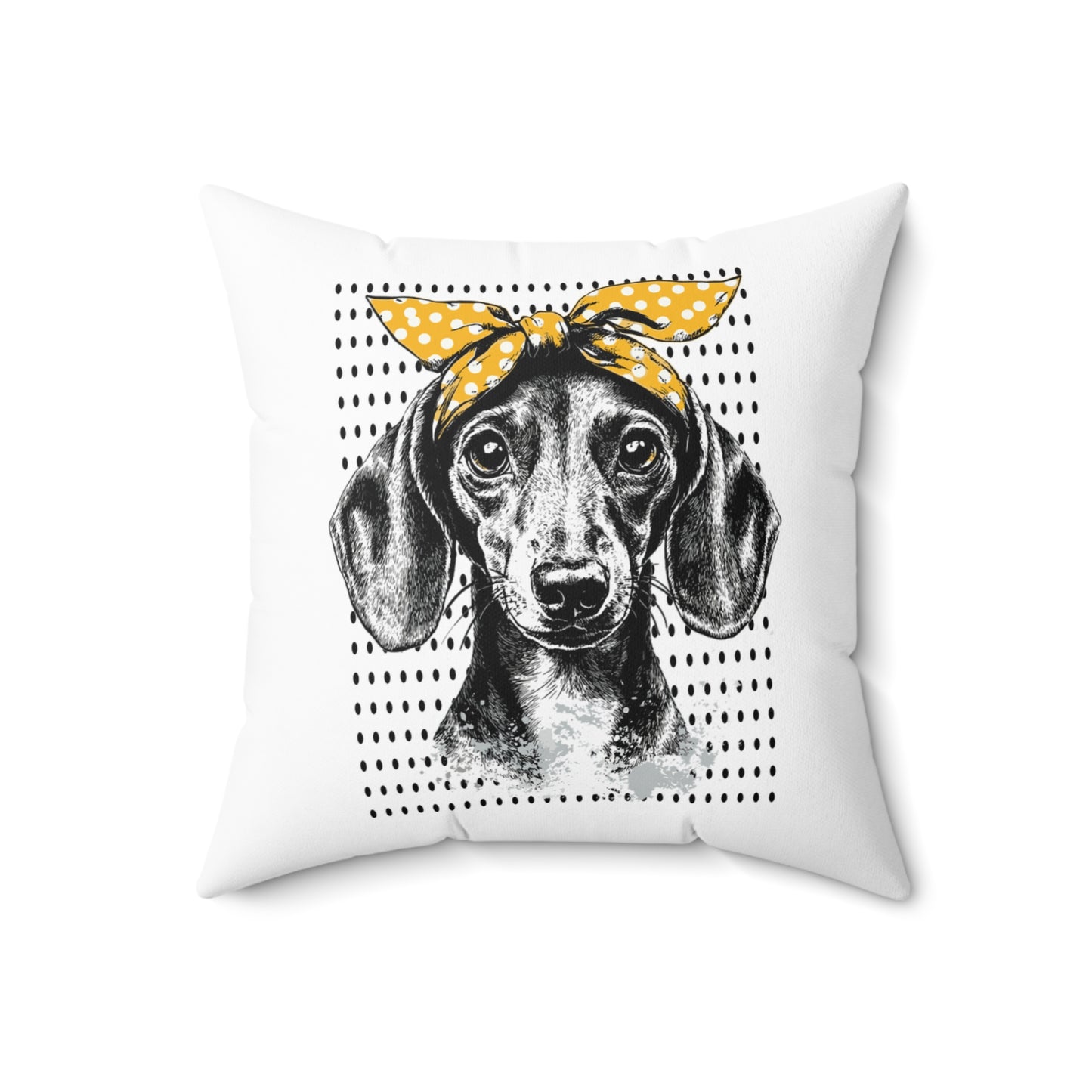 "Let's Polka!" Tan Smooth-Haired Dachshund Square Throw Pillow