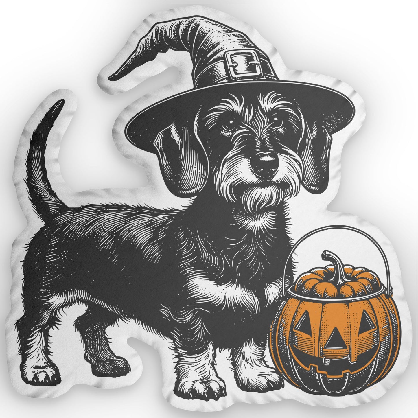 #10 Halloween Inspired Wire-Haired Dachshund Custom Shaped Pillow