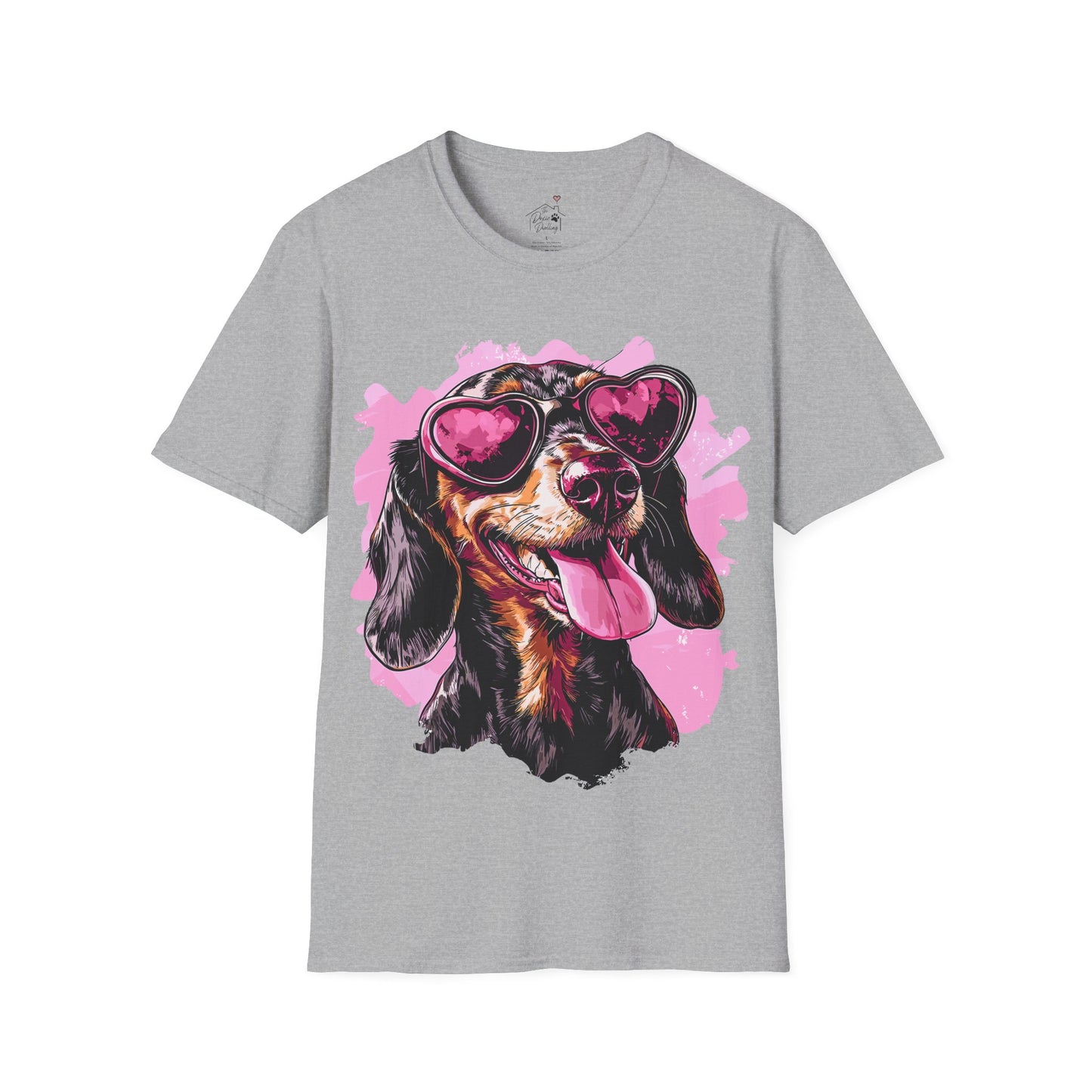 "Heart Eyes" Black & Tan Smooth-Haired Dachshund Unisex Softstyle T-Shirt