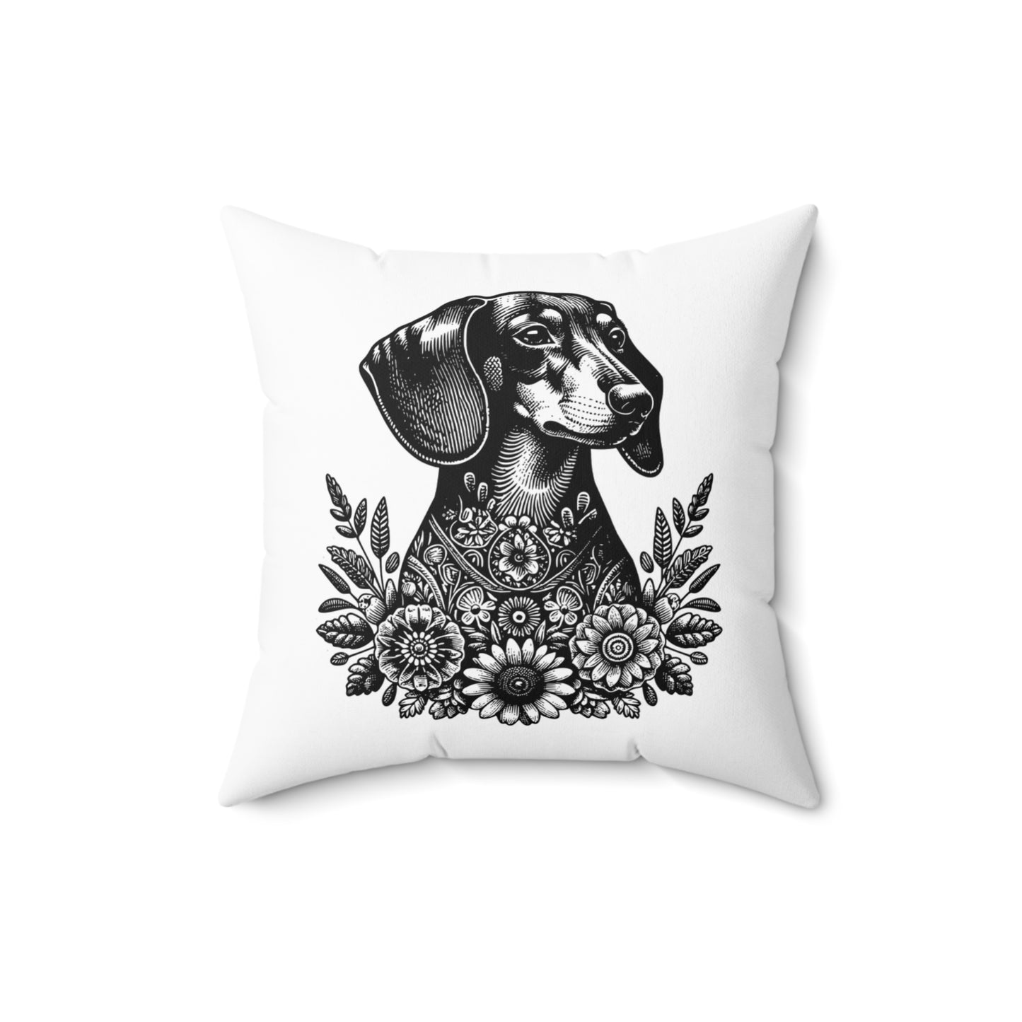 "Smooth Flora Throat" Smooth-Haired Dachshund Square Throw Pillow