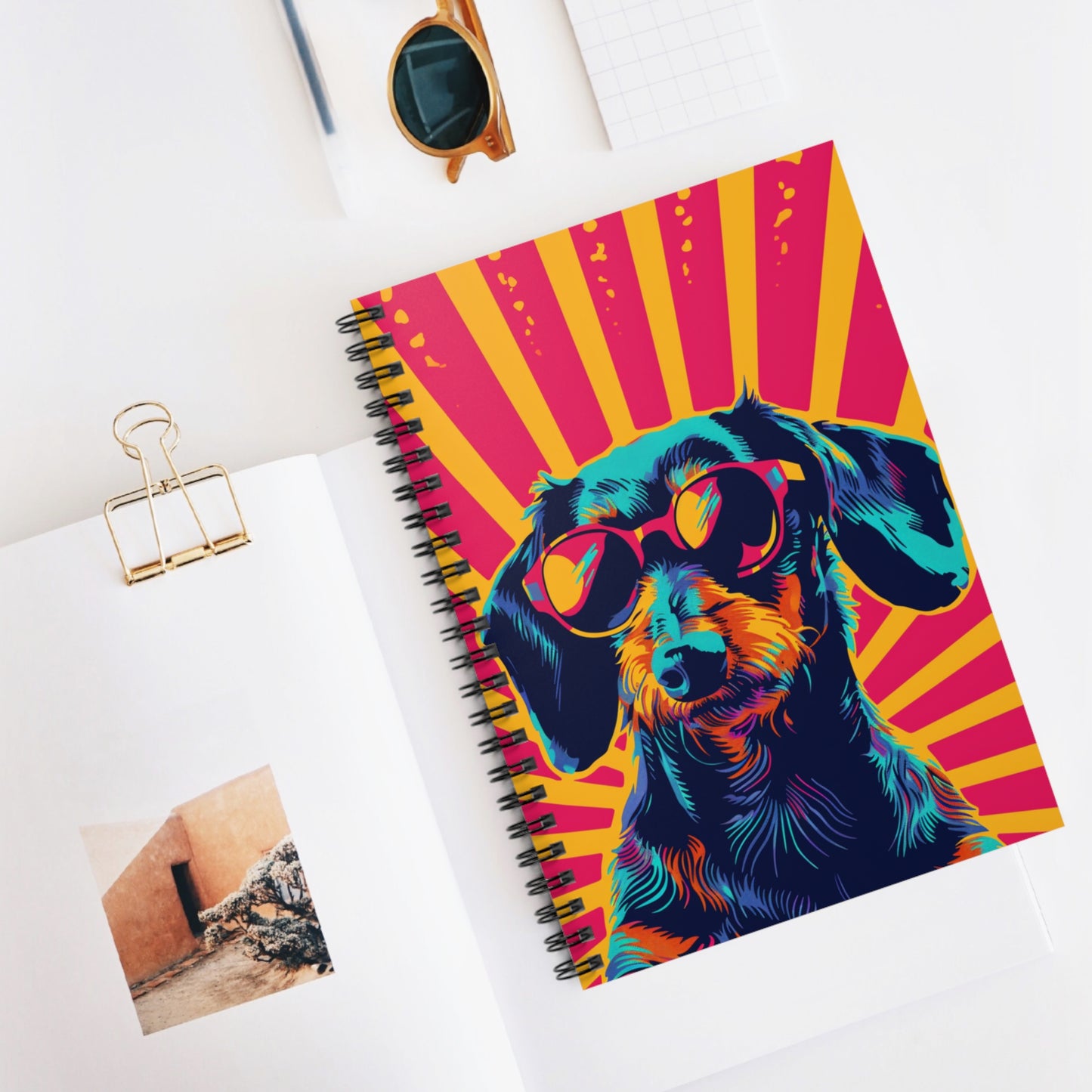"Stripes" Wire-Haired Dachshund Ruled Line Spiral Notebook