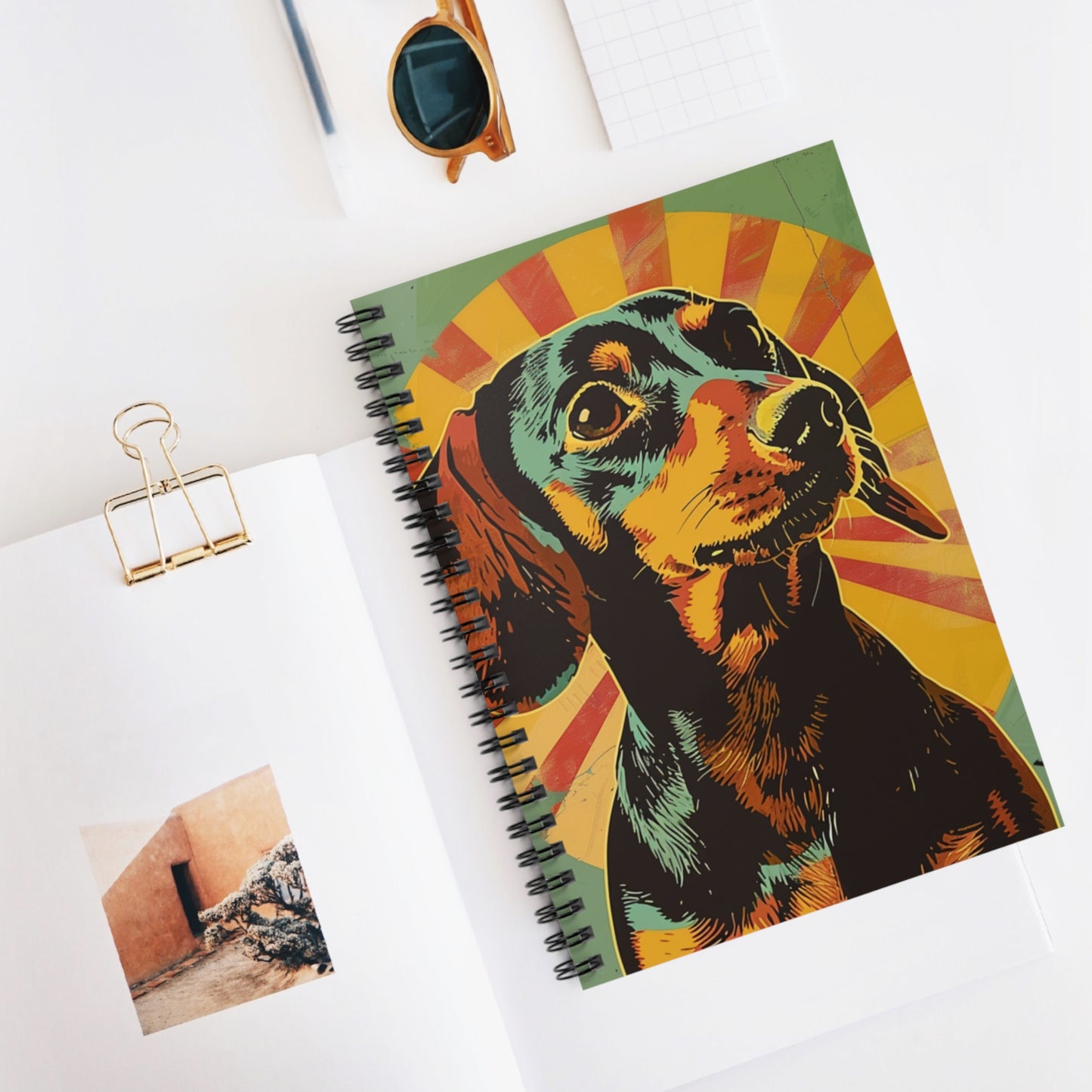 "Pow!" Black & Tan Smooth-Haired Dachshund Ruled Line Spiral Notebook