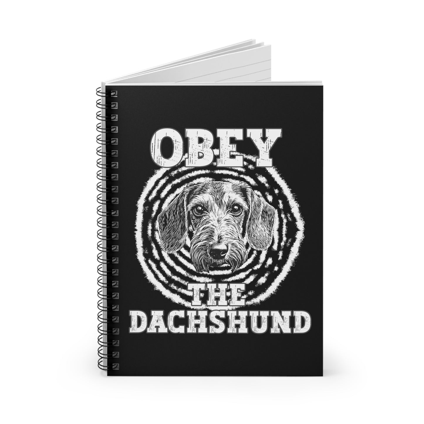 "Obey" Wire-Haired Dachshund Ruled Line Spiral Notebook