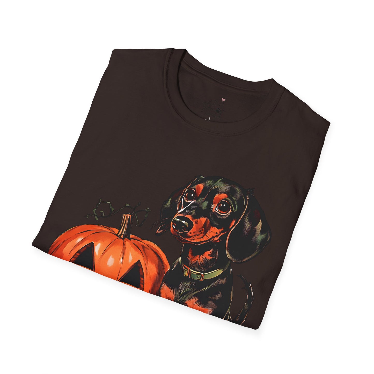 "Season's Greetings" Black and Tan Smooth-Haired Dachshund Halloween Unisex Softstyle T-Shirt