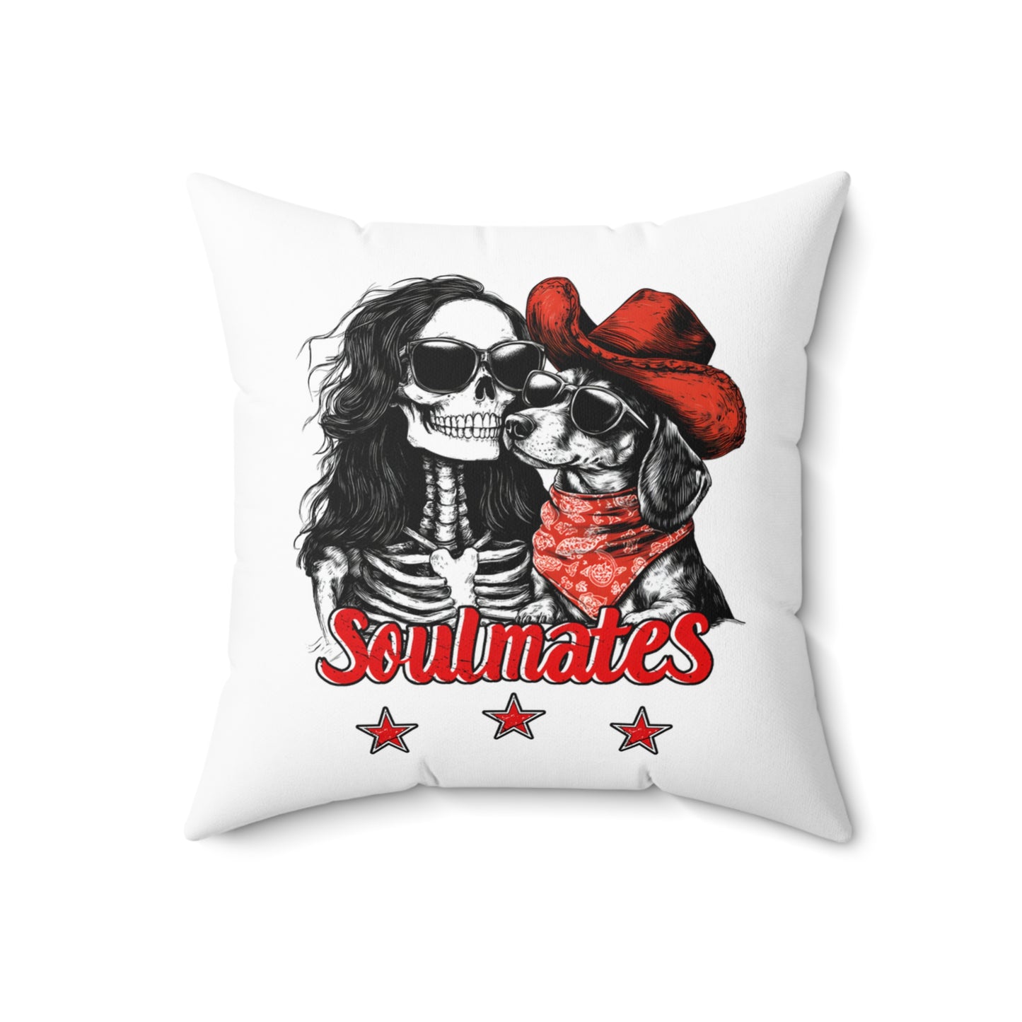 "Smooth Soulmates" Smooth-Haired Dachshund Square Throw Pillow
