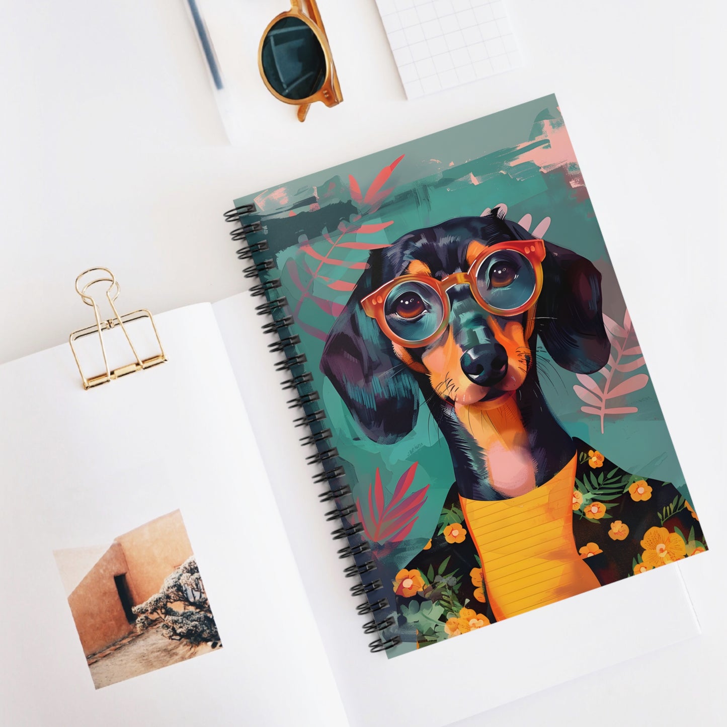 "Cool" Black & Tan Smooth-Haired Dachshund Ruled Line Spiral Notebook