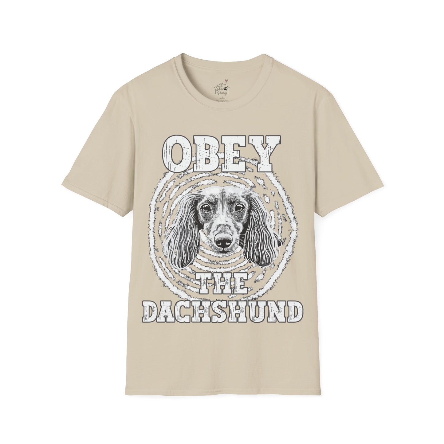"Obey" Long-Haired Dachshund Unisex Softstyle T-Shirt