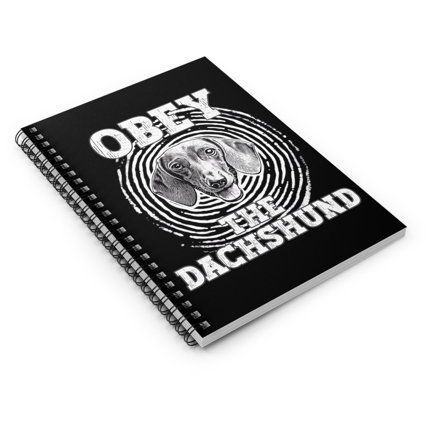 "Obey" Smooth-Haired Dachshund Ruled Line Spiral Notebook