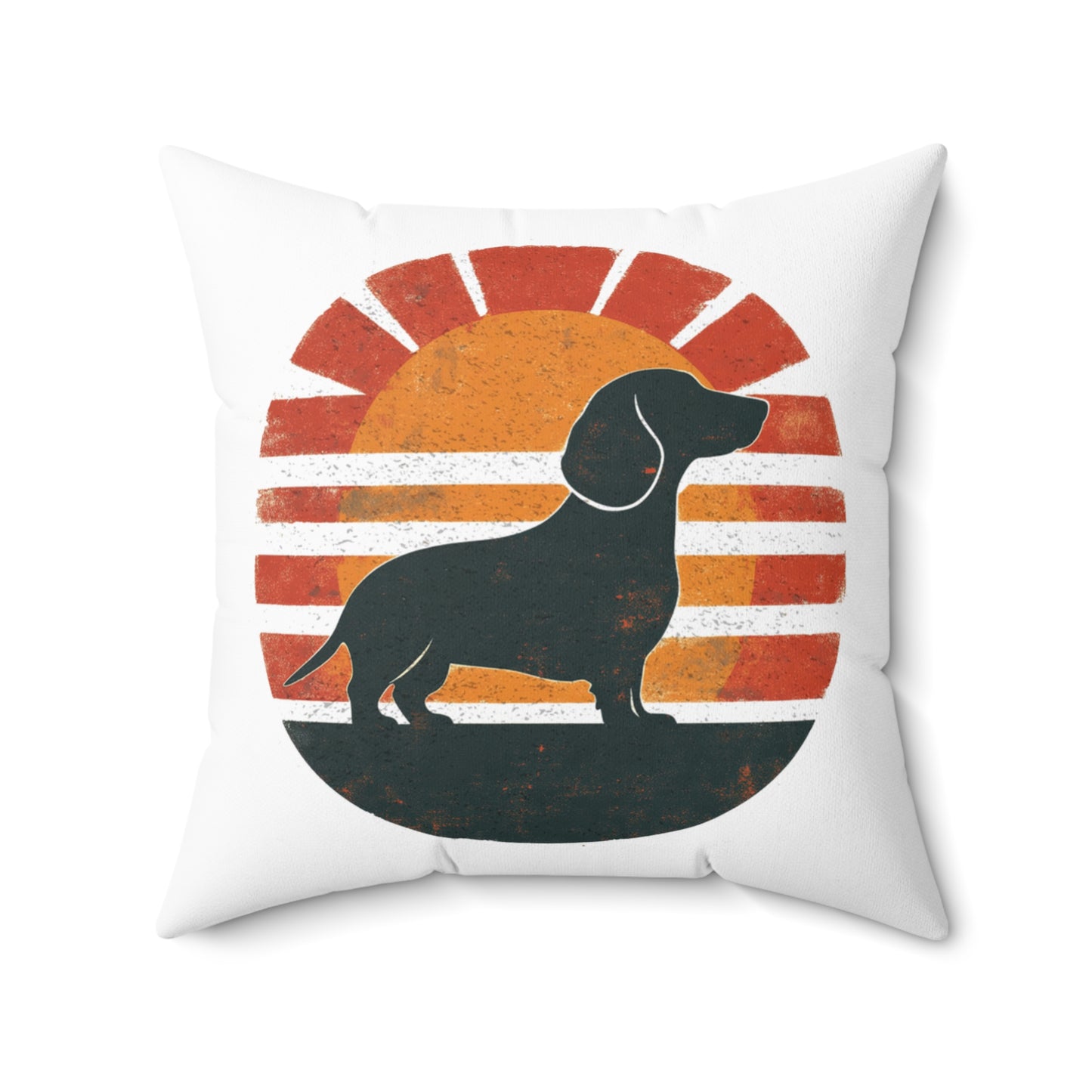 "Smooth Sunset" Smooth-Haired Dachshund Square Throw Pillow