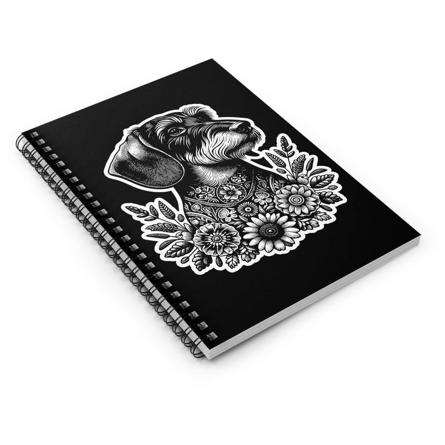"#8 Floral Print" Wire-Haired Dachshund Ruled Line Spiral Notebook