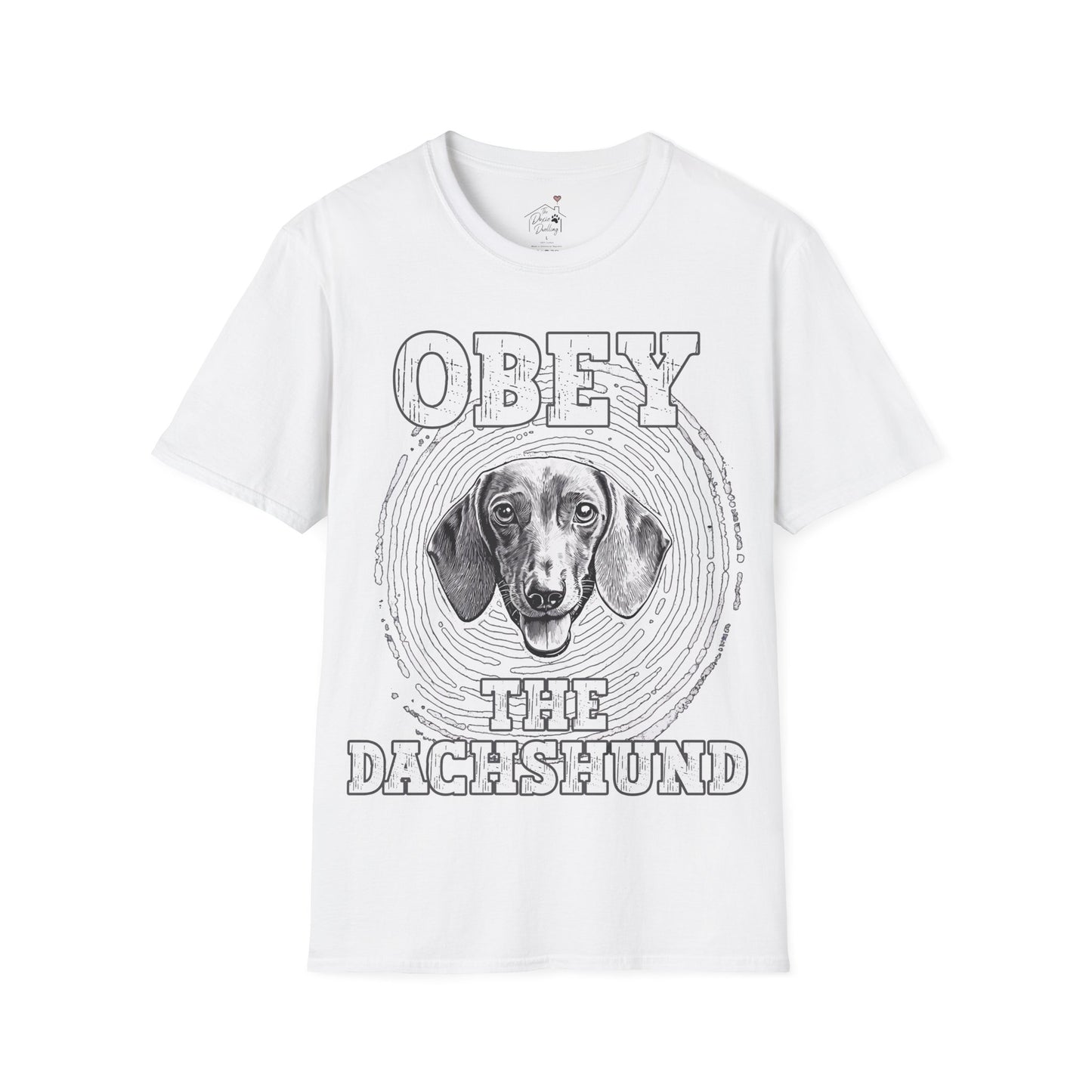 "Obey" Smooth-Haired Dachshund Unisex Softstyle T-Shirt