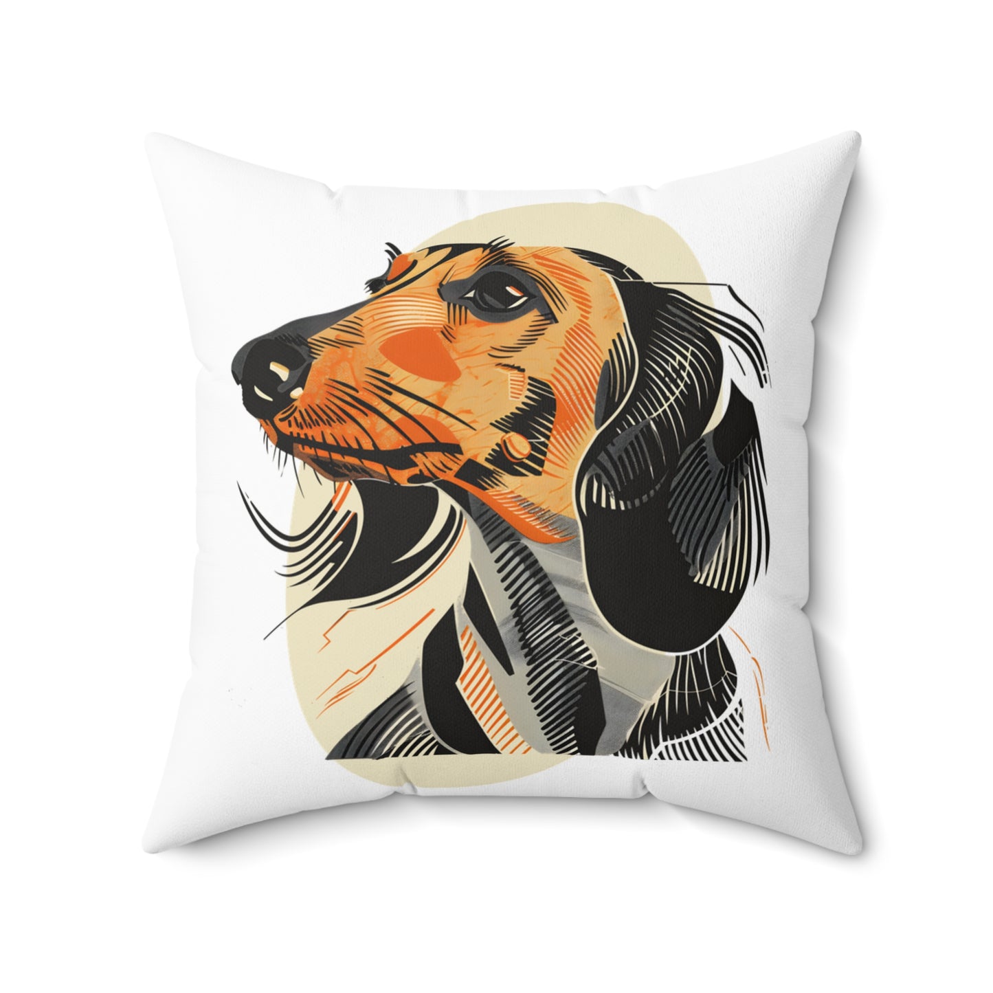 "Motion" Long-Haired Dachshund Square Throw Pillow