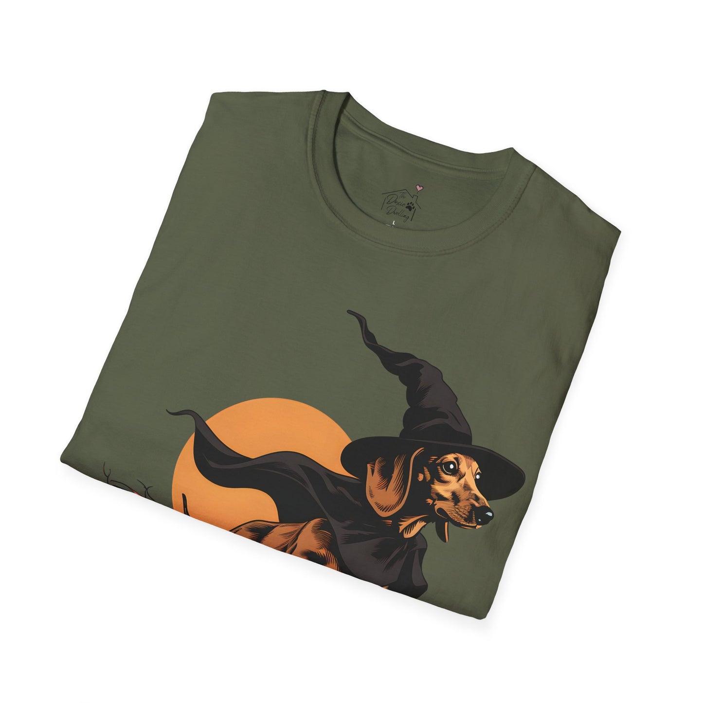 "Take Flight" Tan Smooth-Haired Dachshund Halloween Unisex Softstyle T-Shirt