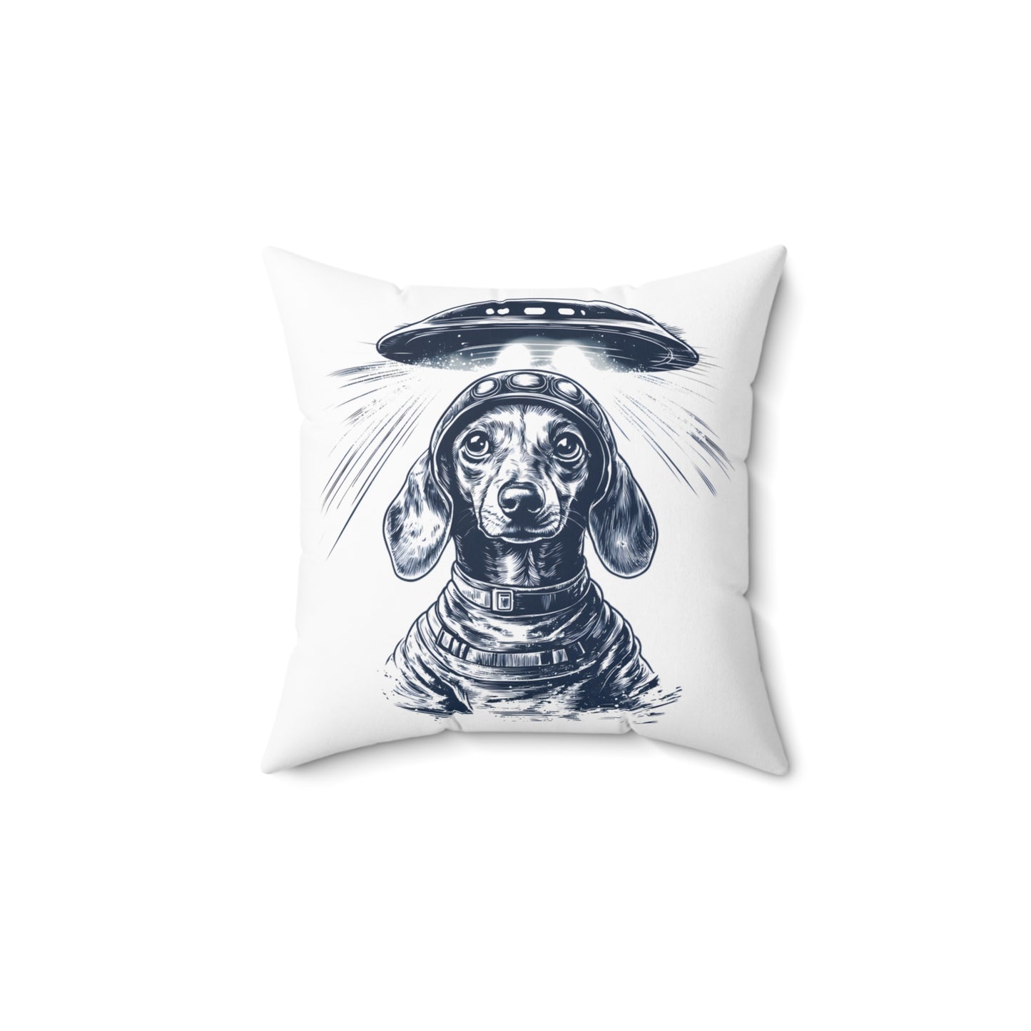 "Blue Beam" Smooth-Haired Dachshund Square Throw Pillow