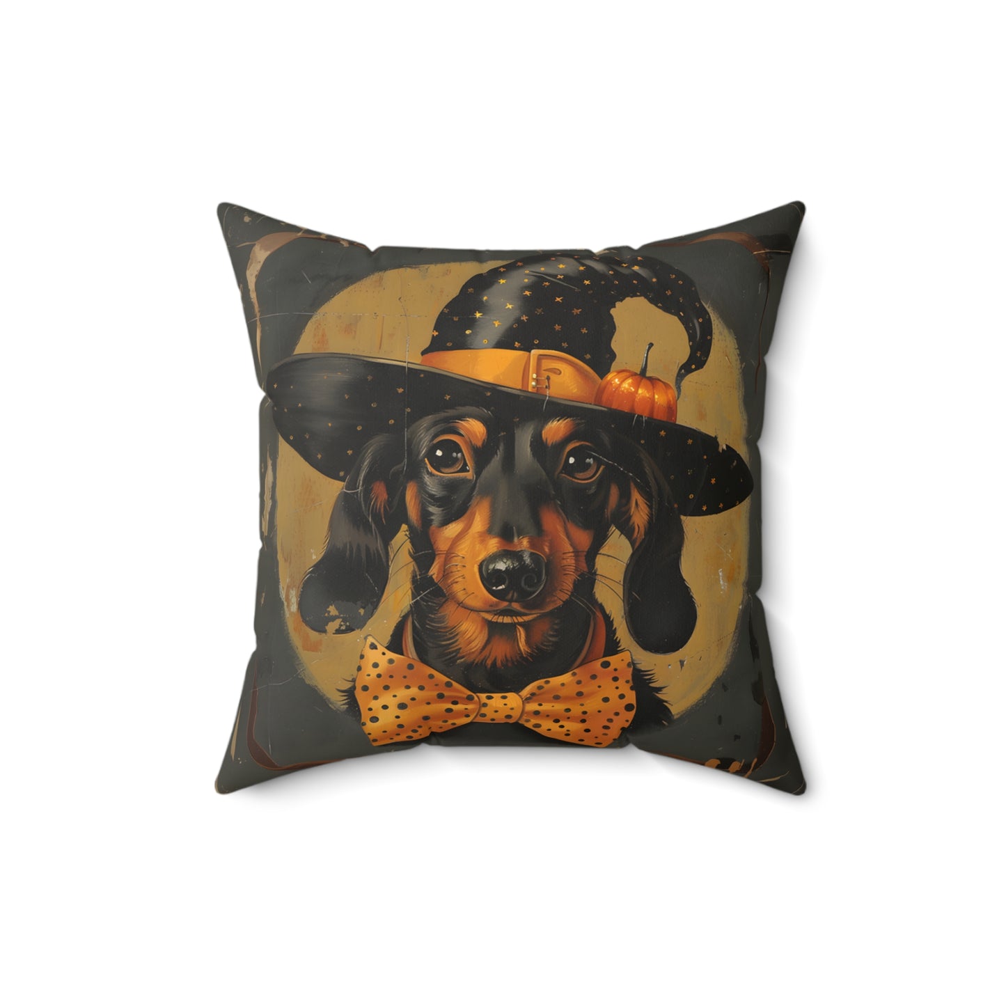 #1 Halloween Inspired Black & Tan Smooth-Haired Dachshund Throw Pillow