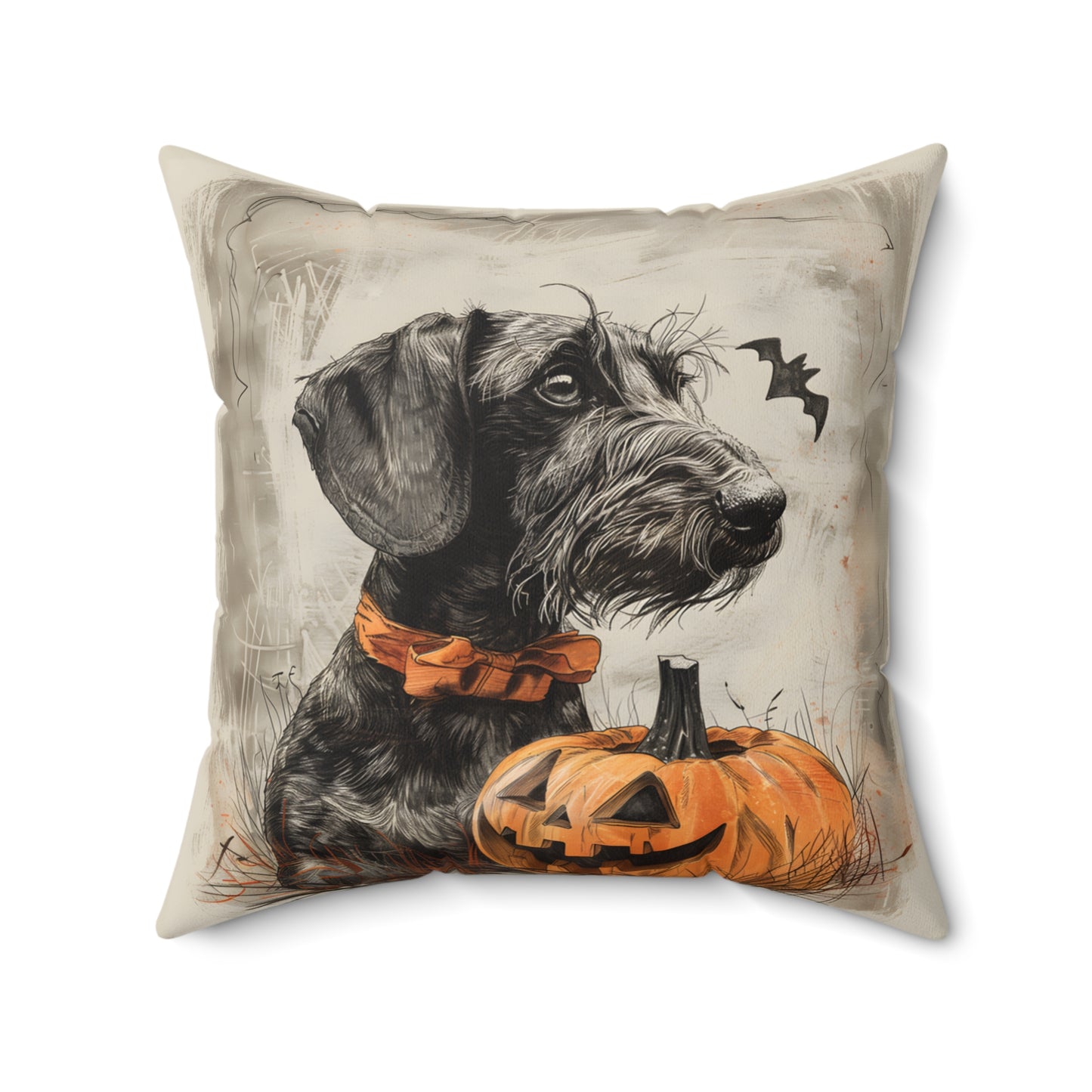 #31 Halloween Inspired Wire-Haired Dachshund Throw Pillow