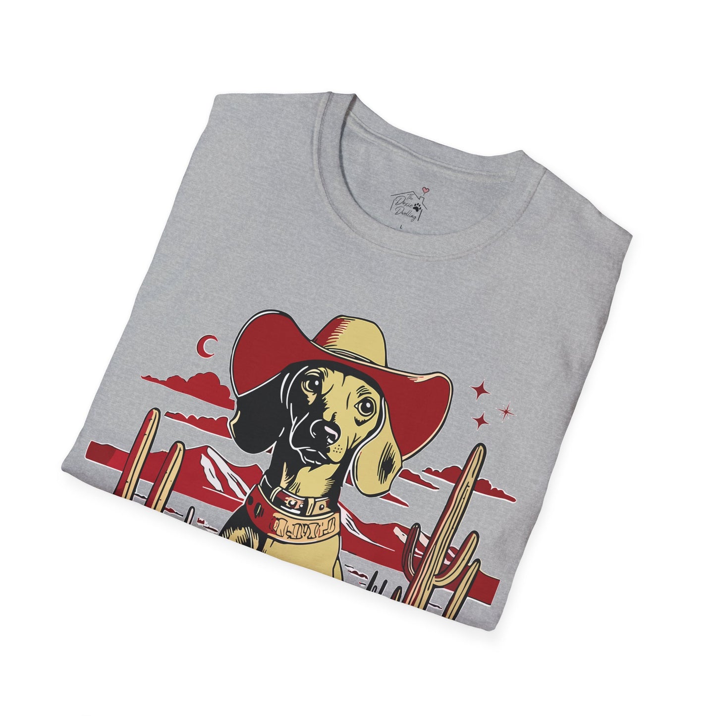"Space Cowboy" Tan Smooth-Haired Dachshund Unisex Softstyle T-Shirt